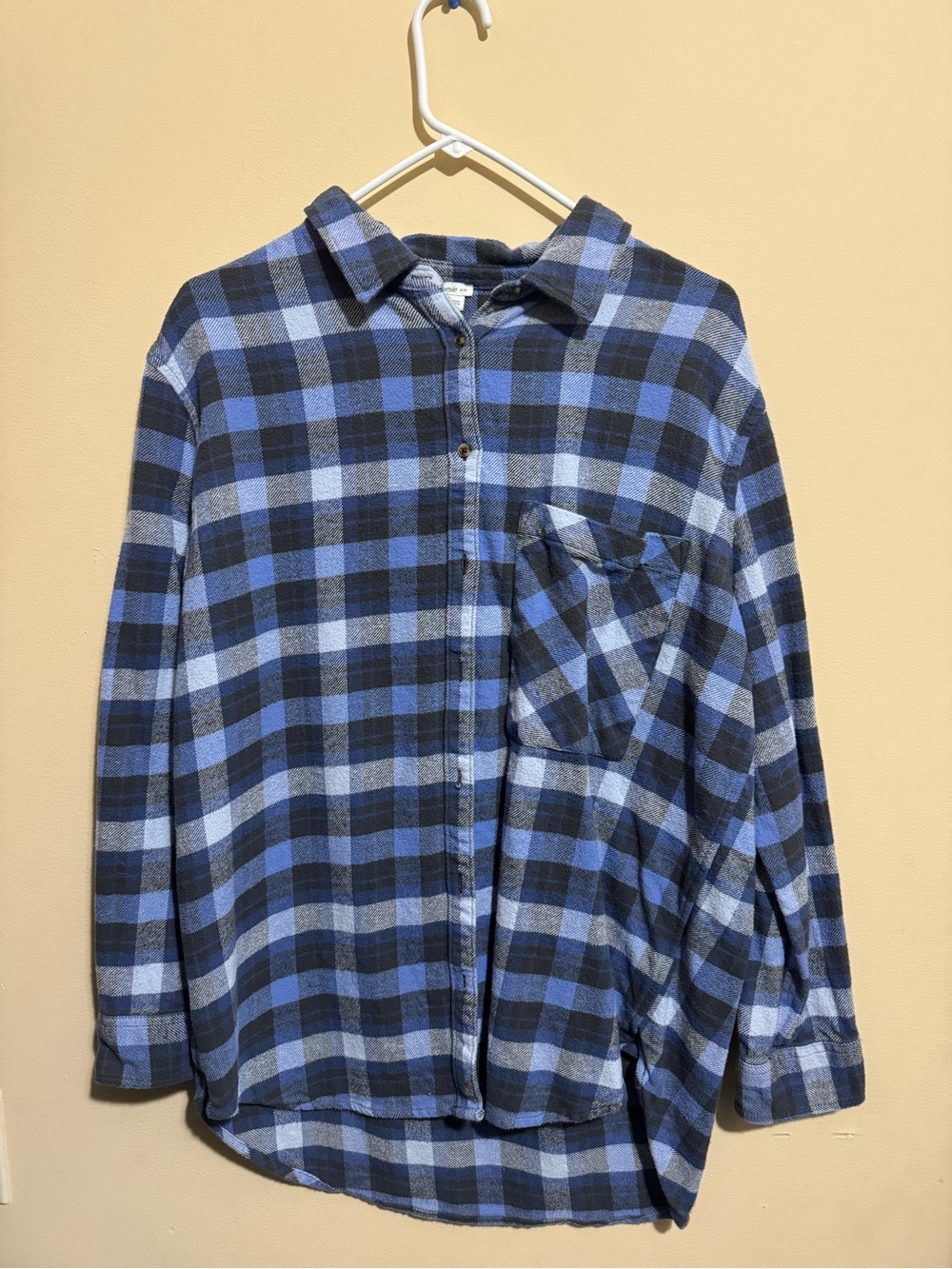 Aerie Blue Button-Up Flannel Long Sleeve